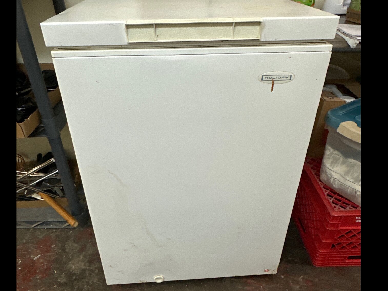 Freezer - Small Chest type.  Holiday Brand