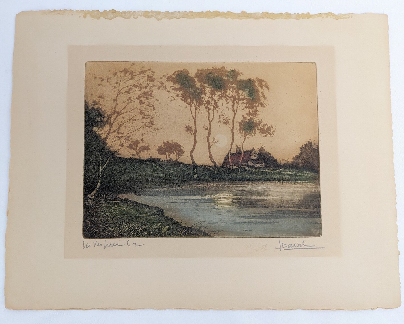 Louis Davril Signed Aquatint French Landscape Etching