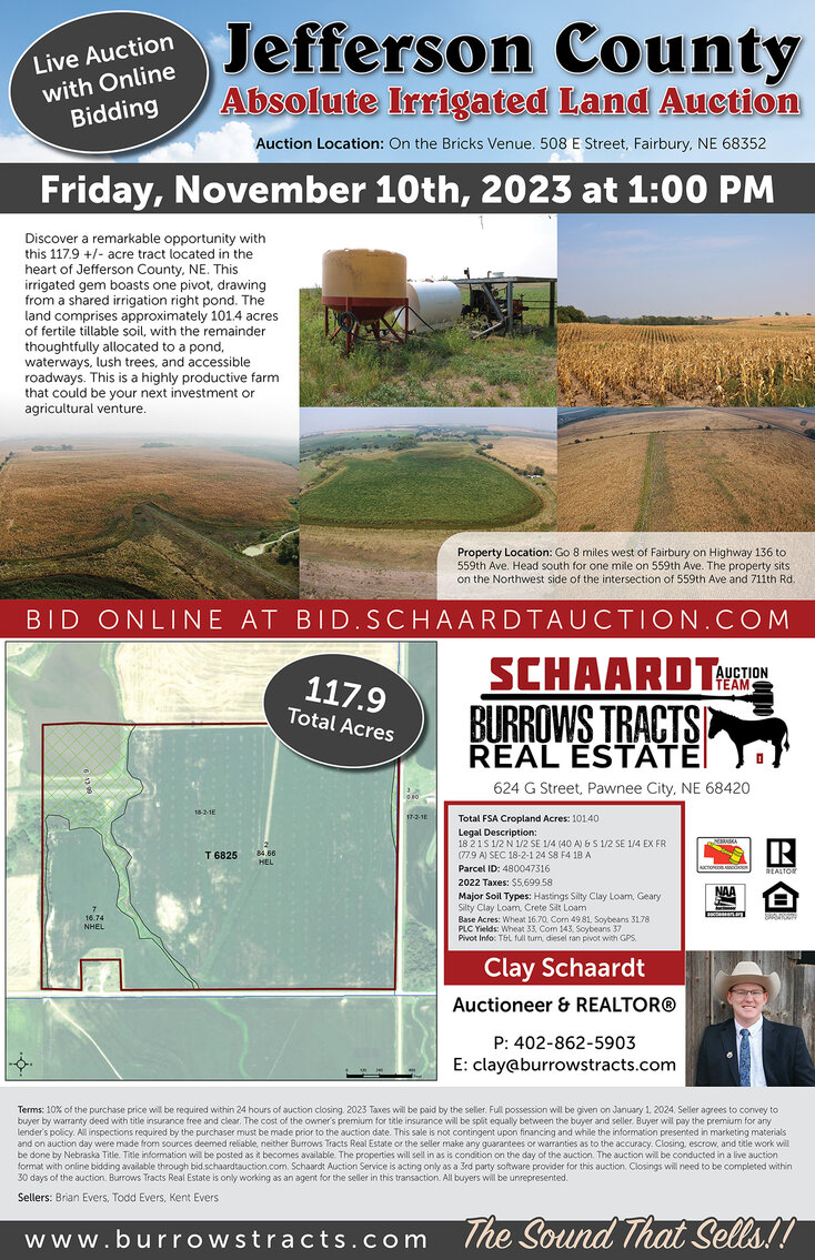 Image for Absolute Jefferson County Farmland Auction by the Schaardt Auction Team with Burrows Tracts Real Estate