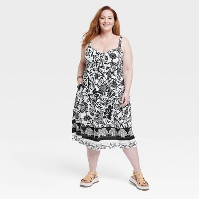 WOMEN'S Size XXL WIDE STRAP SLEEVELESS A-LINE DRESS