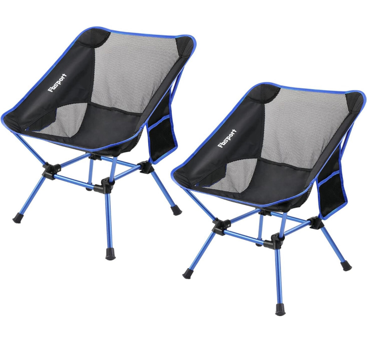 2 Pack Portable Camping Chairs Lightweight Backpacking Chair Compact