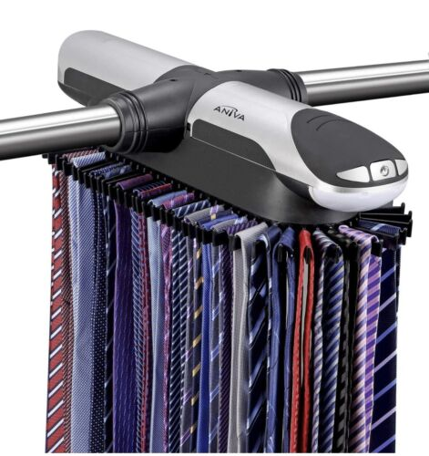 Aniva Motorized Tie Rack Best Closet Organizer with LED Lights, Includes J Hooks