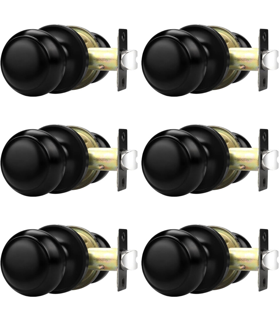 Probrico Interior Door Knob 6 Pack Black Door Knobs