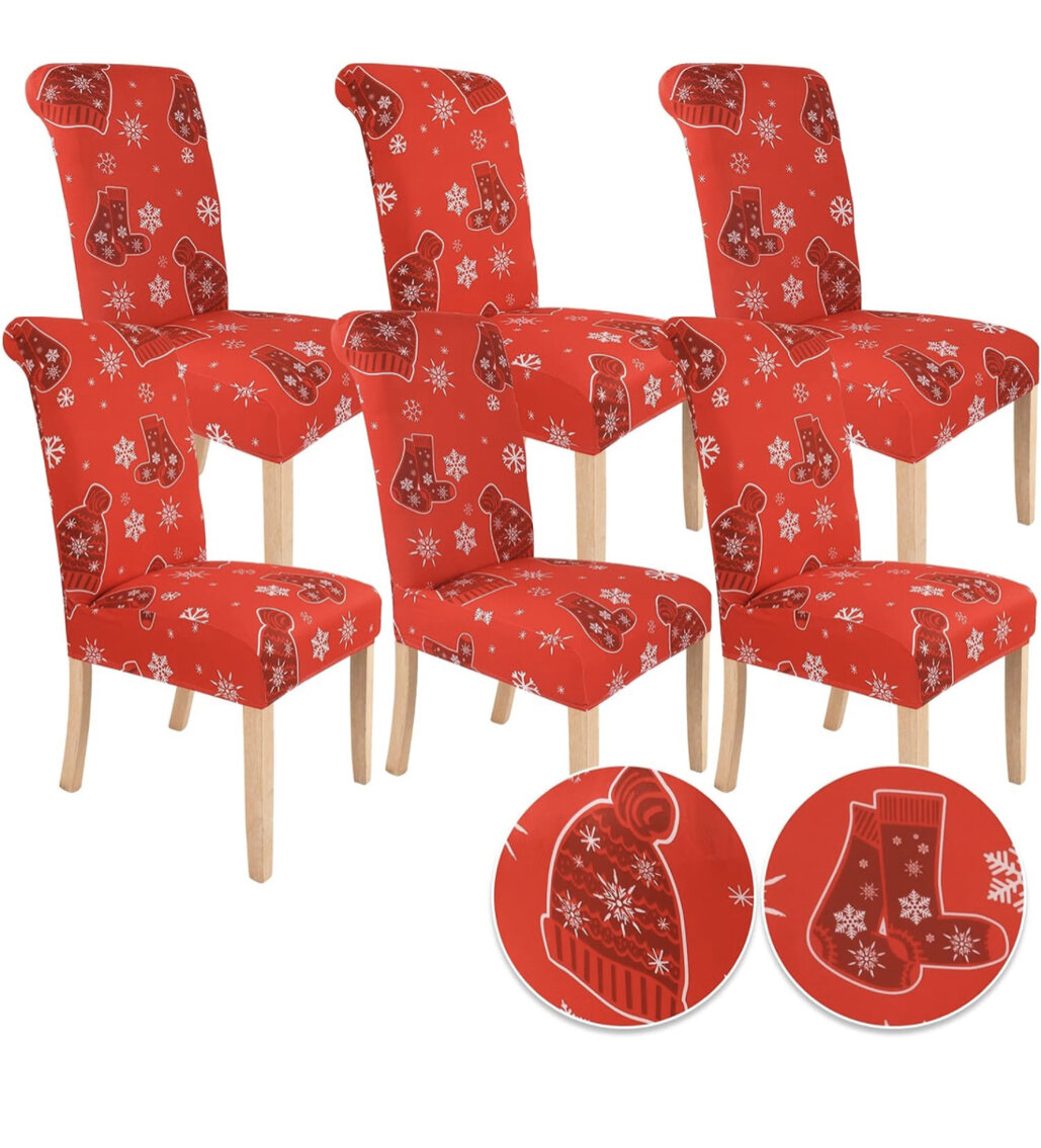Set of 6 Christmas Chair Covers