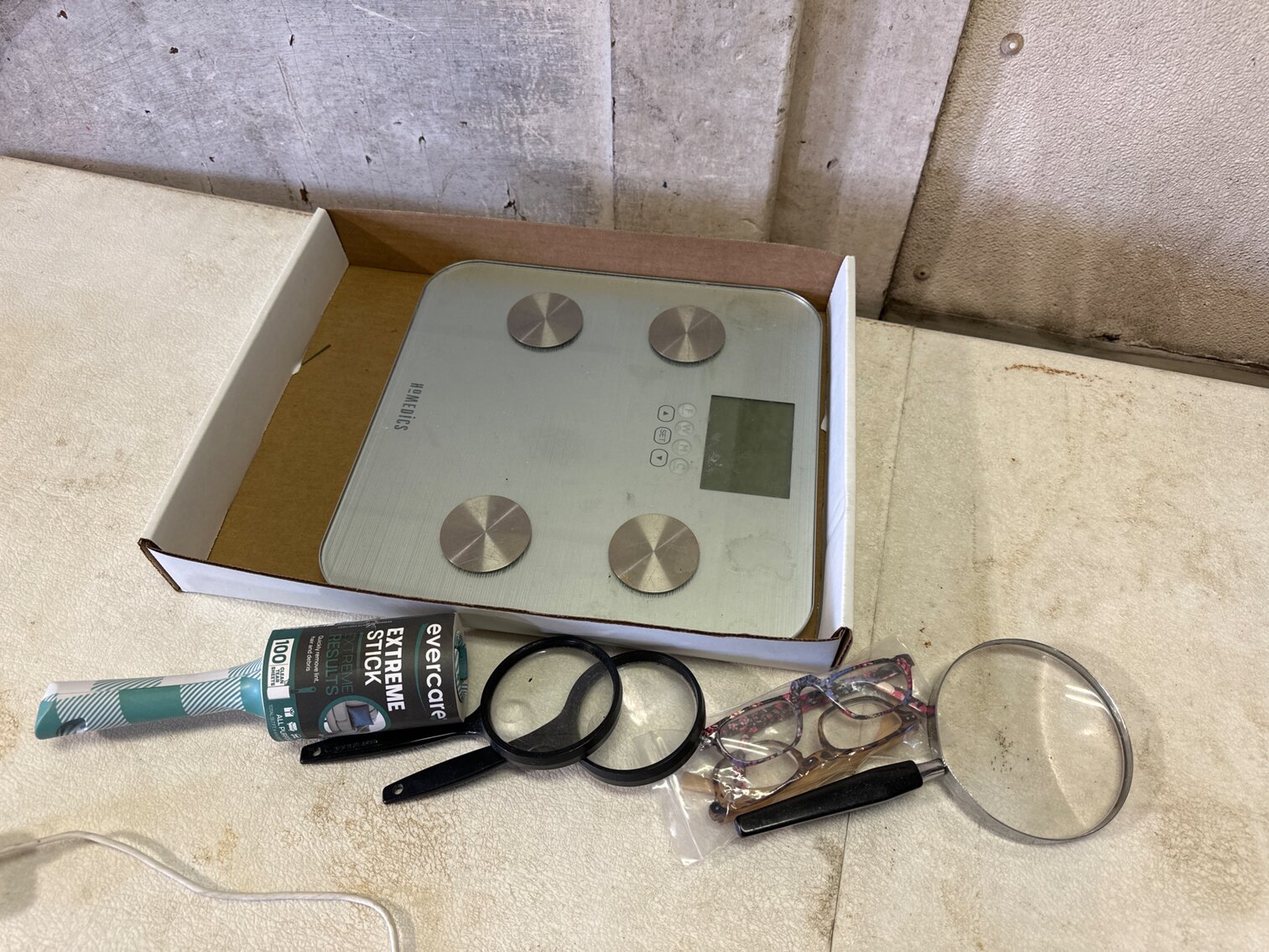 Bathroom Scale, Garbage Can