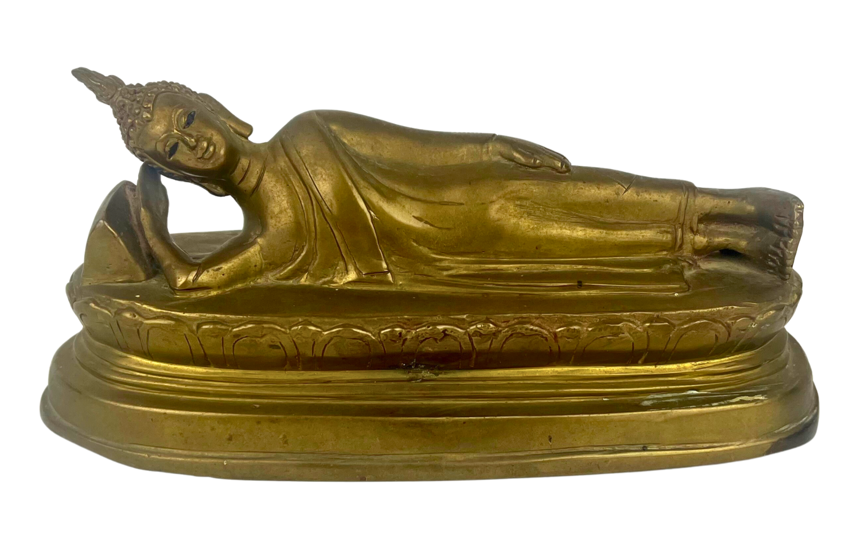 Vintage Brass Reclining Buddha 