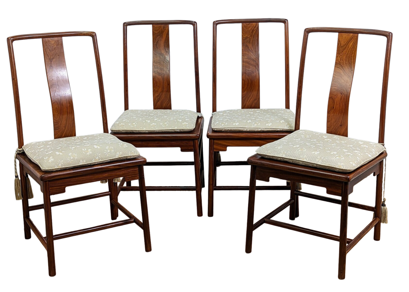 Rosewood Ming Dynasty Style Yoke Back Chairs, Set of Four