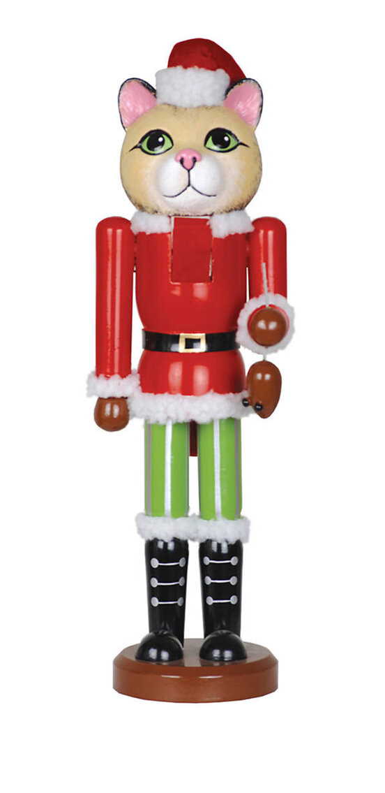 14" Wooden Cat Nutcracker