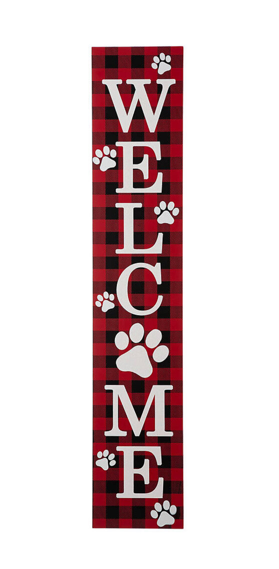 42" Wooden Pet Themed  "Welcome" Porch Sign