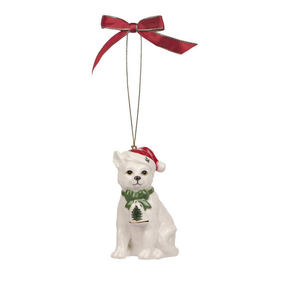 Spode Ceramic Cat Christmas Ornament w/ Stand 