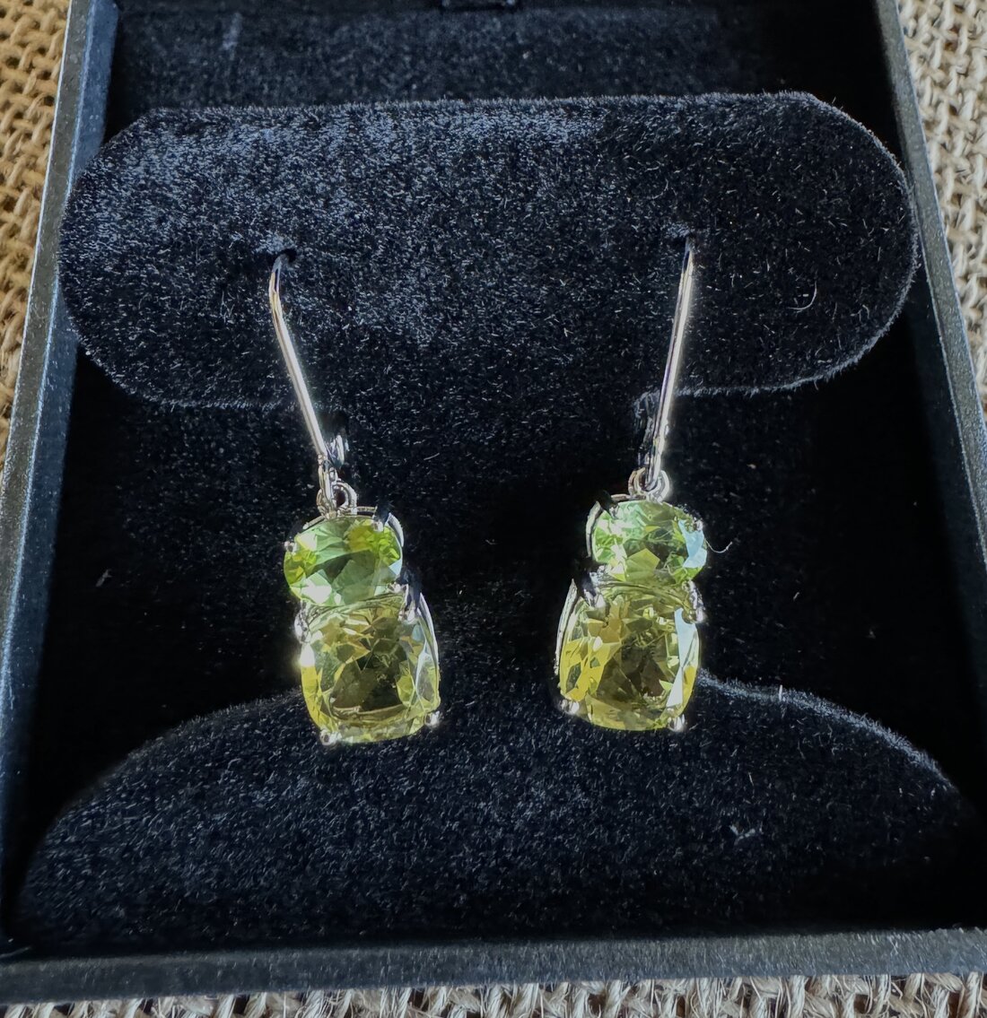 Sterling Silver Peridot and Lemon Quartz Pierced Earrings 