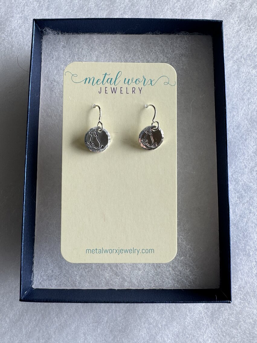 Handstamped Sterling Silver Doggie Earrings