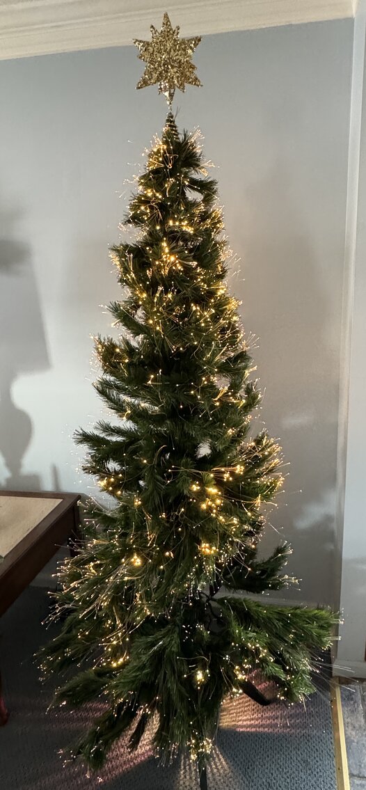 6.5' Vintage 1990's Fiber Optic Tree (with stand and 3 Color Wheels)
