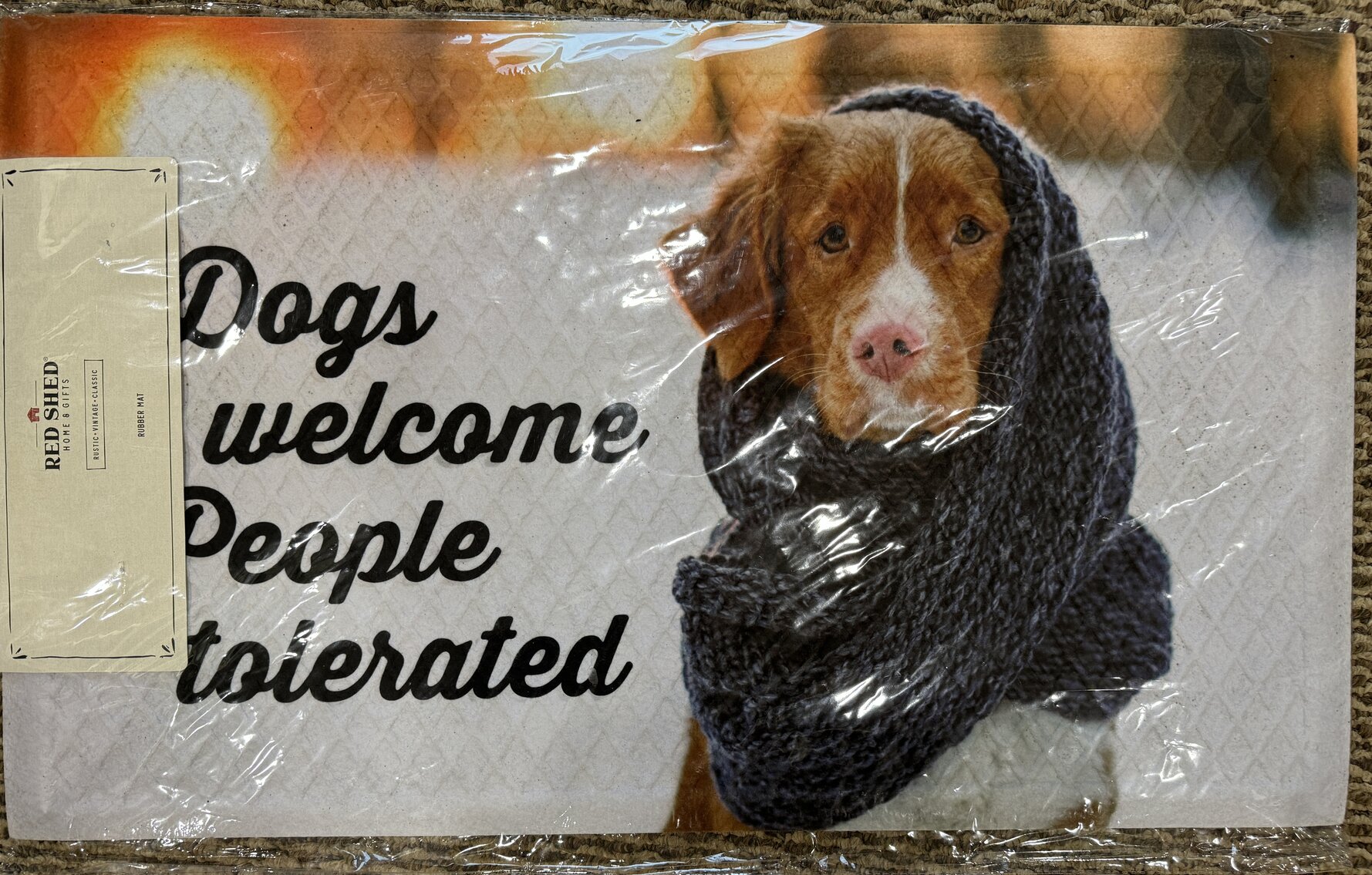 "Dogs Welcome People Tolerated" Rubber Door Mat by Red Shed at Tractor Supply