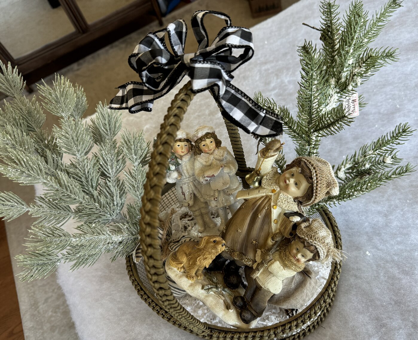 Vintage Holiday Children Figurines with Trees 