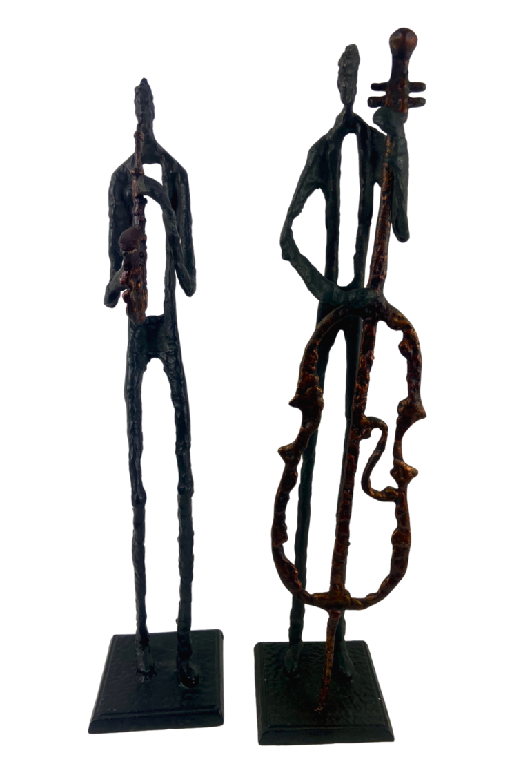 Vintage Post Modern Brutalist Welded Jazz Musician Sculptures 1990's