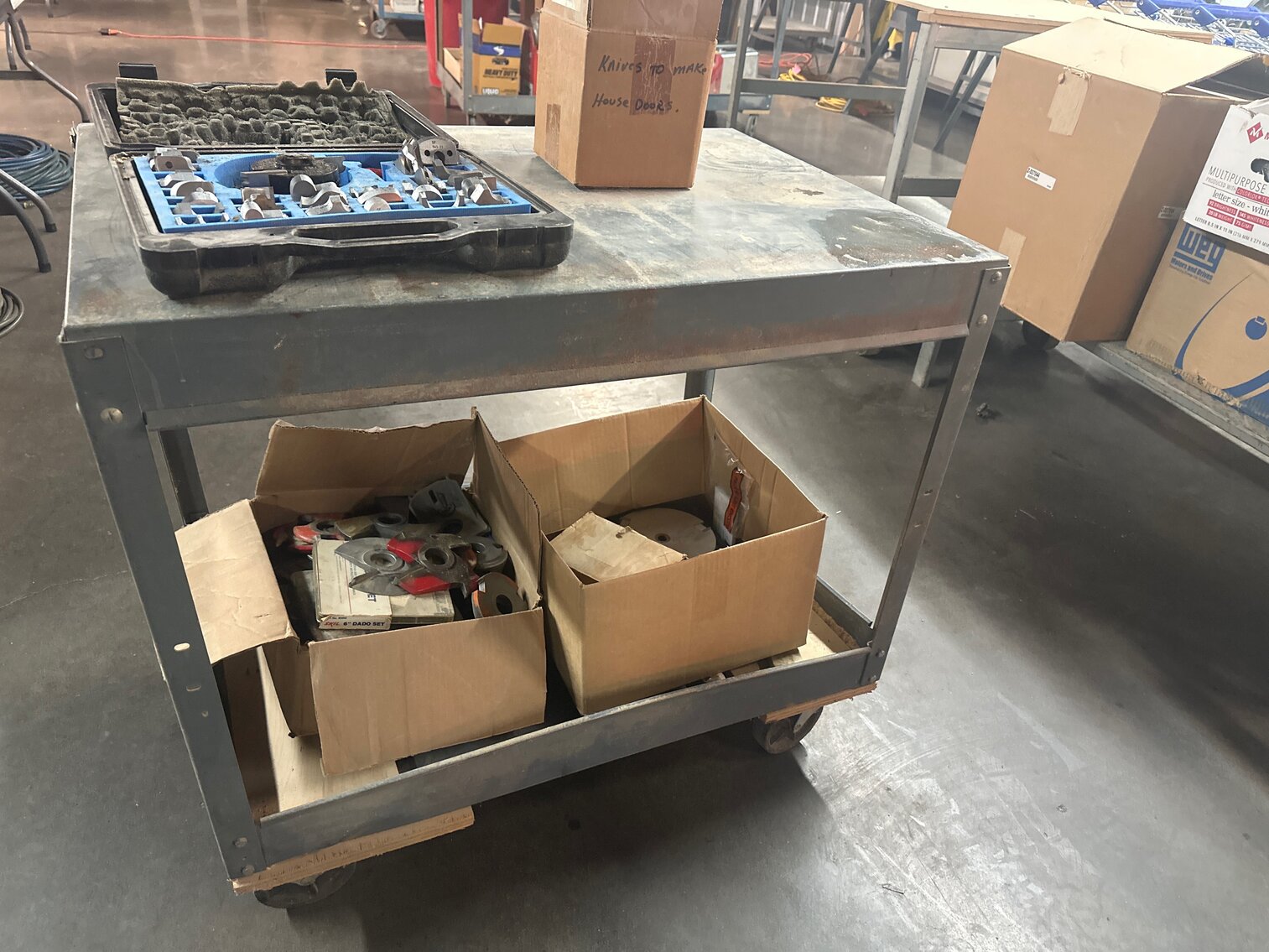 Metal rolling cart and contents