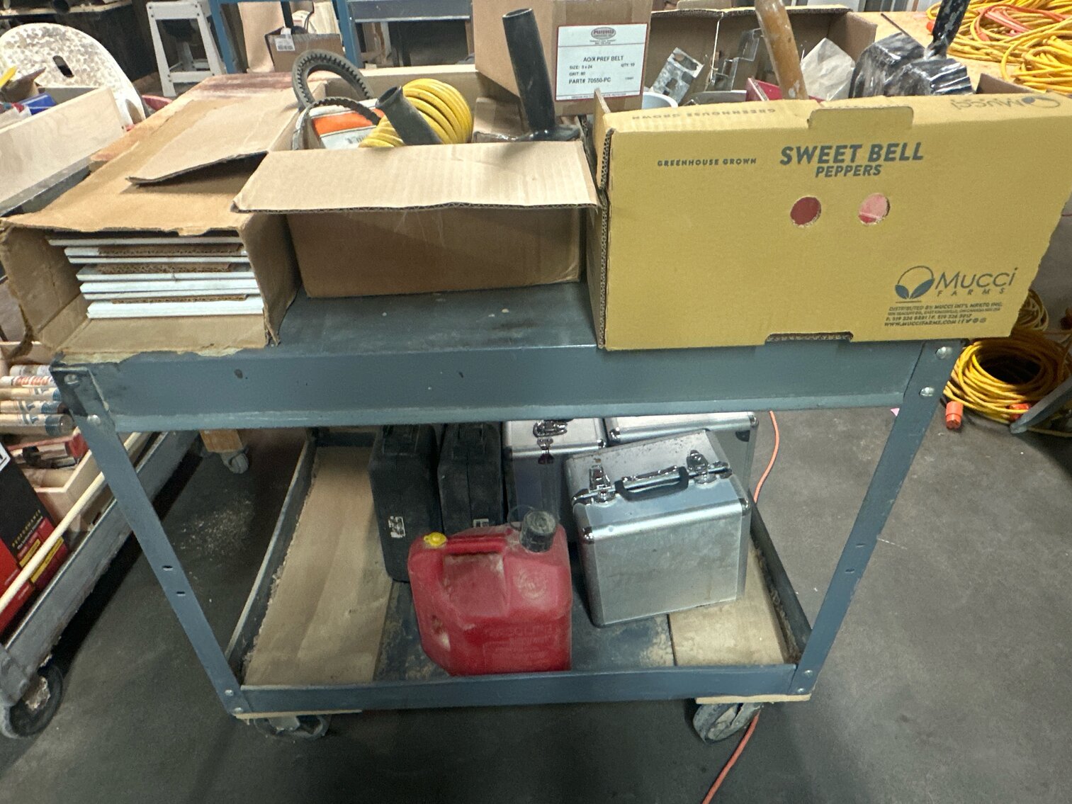 Metal cart and contents 1 of 2