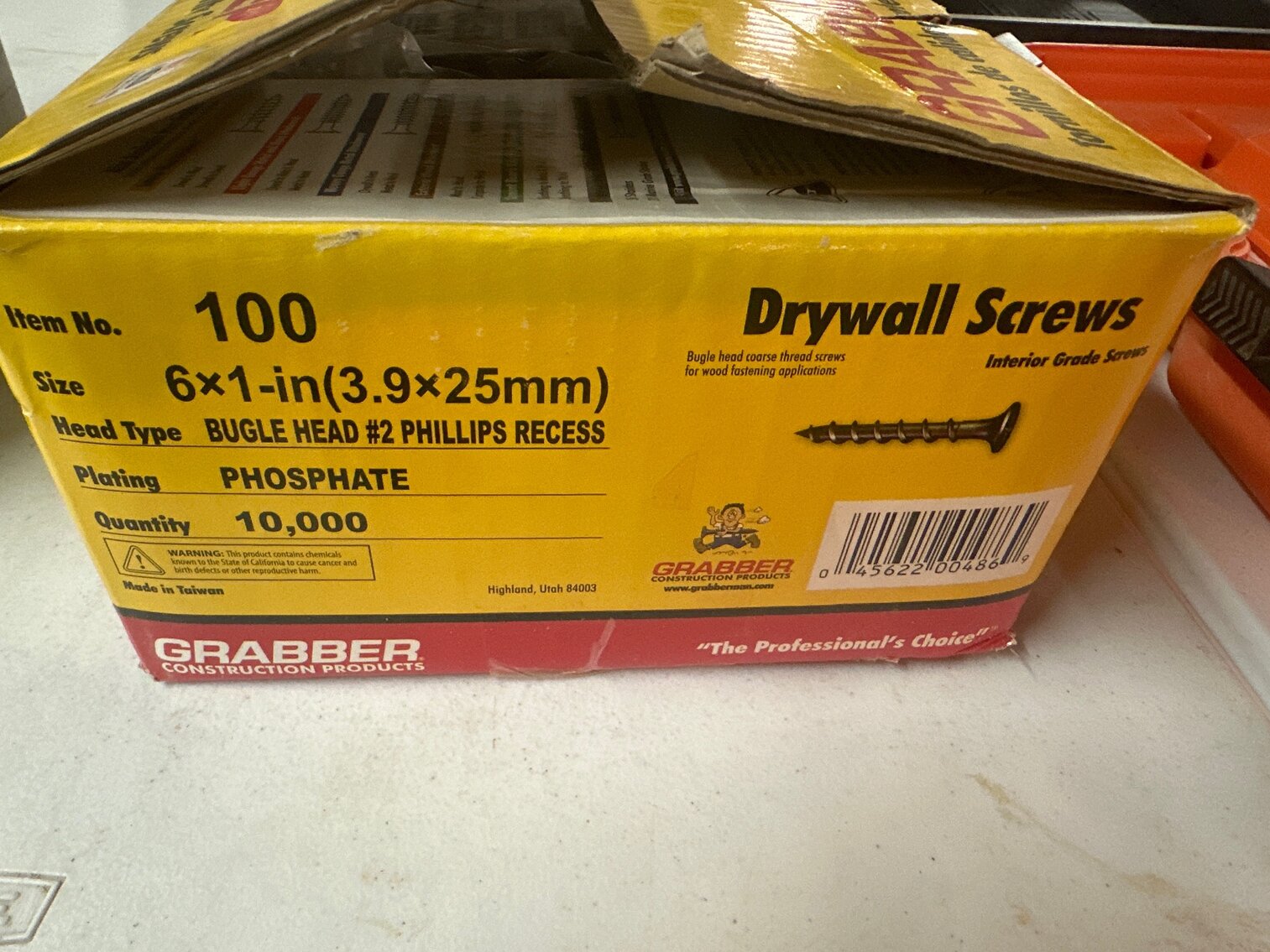 (1) box 1" Grabber dry wall screws