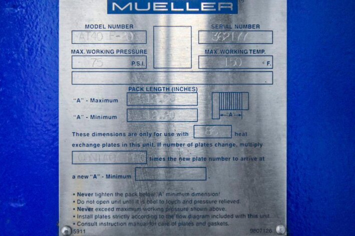 Image for MJK1693 Mueller Accu Therm Plate Heat Exchanger