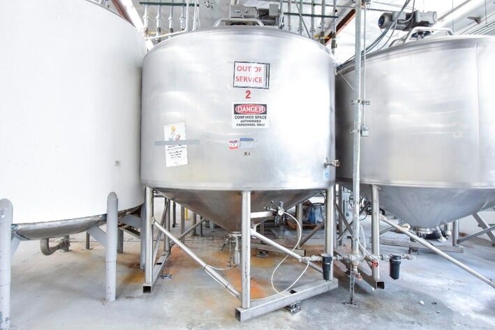 Image for ***SOLD*** MJK1700 2000 Gallon Stainless Steel Steam Jacketed Tank with Cone Bottom Full Sweep Blade