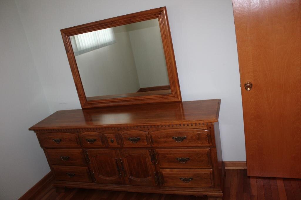 MIRROR TOP DRESSER AND CLOSET CONTENTS 