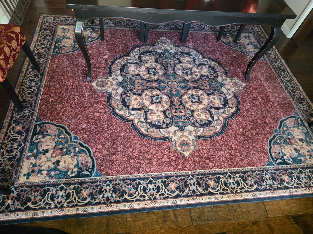 Mickey Persian Burgundy Rug + Cushioned Pad System 8ft x 10ft