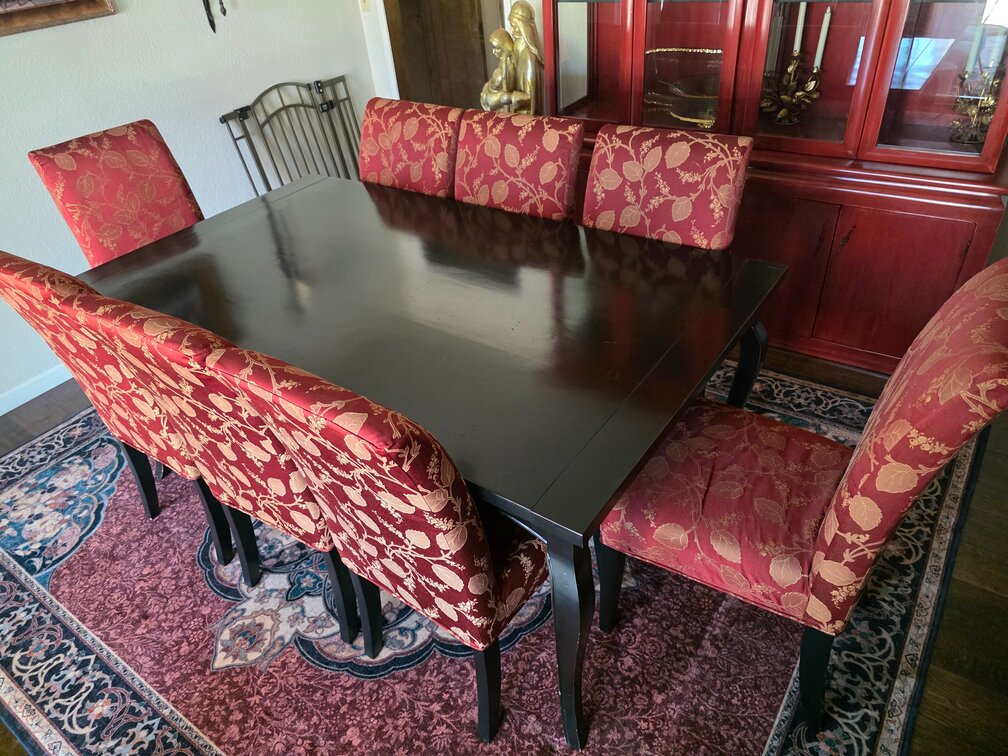 Custom Black Lacquer Dining Room Table W/8 Chairs