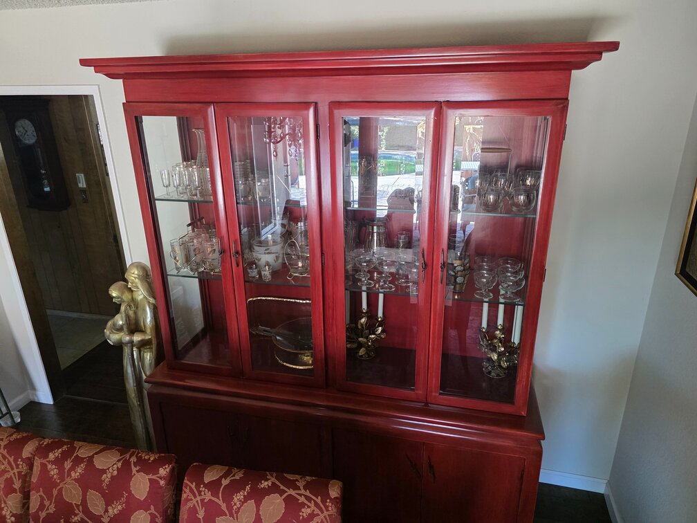 Custom Red Lacquer China Hutch CONTENTS OF HUTCH NOT INCLUDED