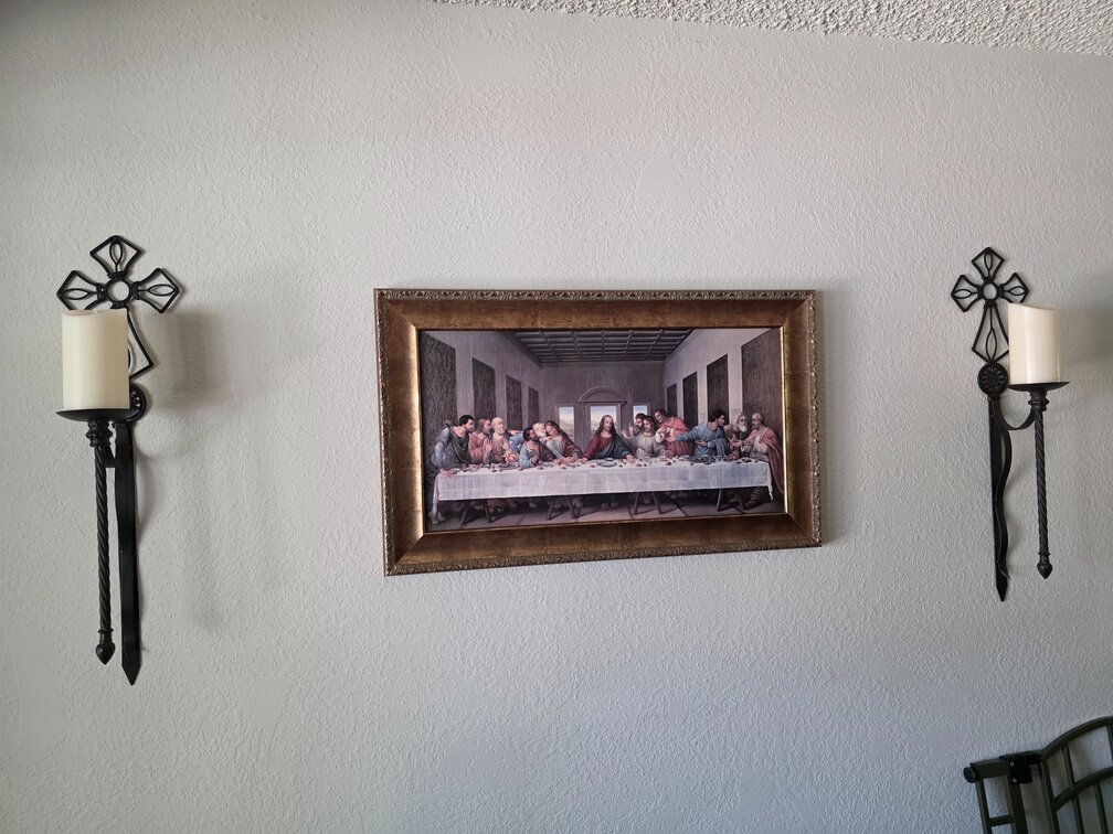 Painting Of The Last Supper Includes 2 Candle Holders