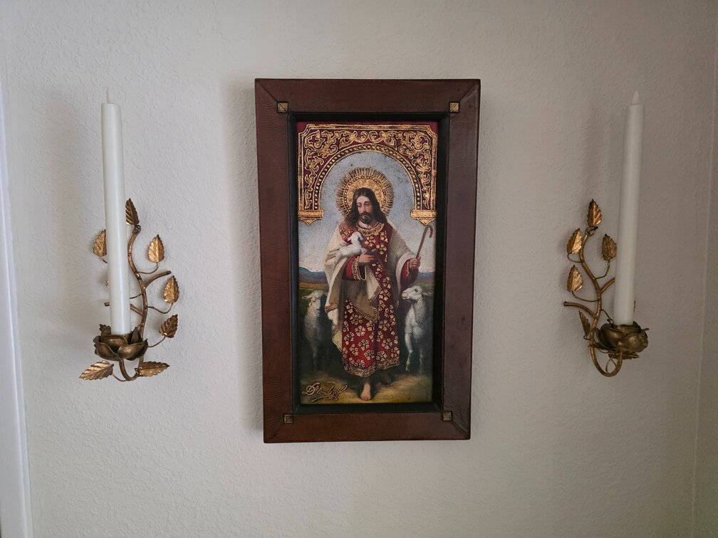 "Jesus Is My Shepherd" 12in x 21in Painting By Mendoza