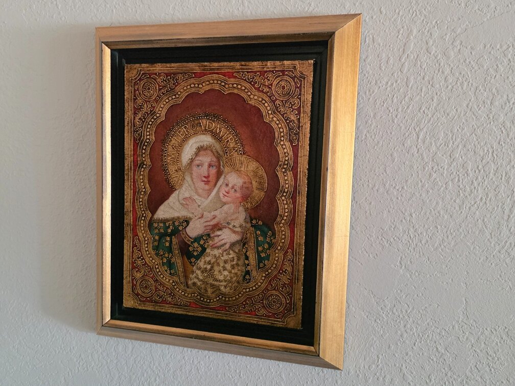 "Madonna De Las Estrellas" 17in x 21in Painting By Mendoza