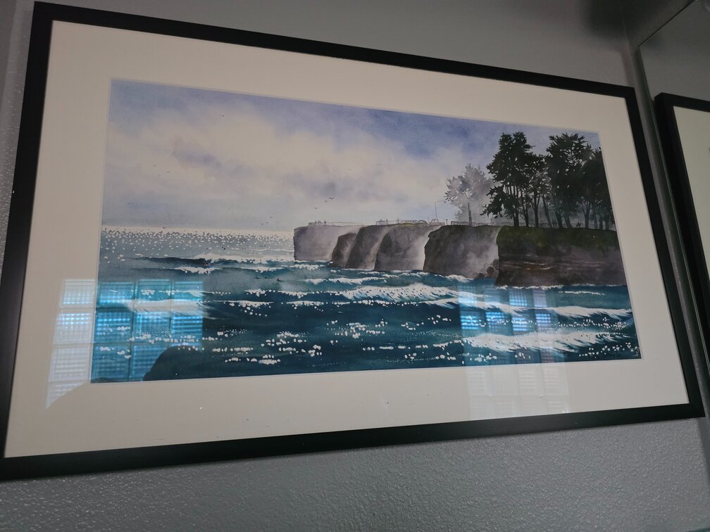Marie Gabrielle "Santa Cruz Waves" 18in x 30in WaterColor Print Original