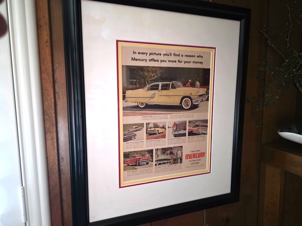 Wall Decor- Framed Mercury Car Ad
