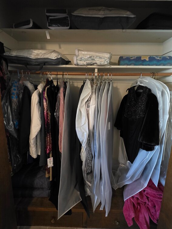 Dresses And Linens Contents Of Closet