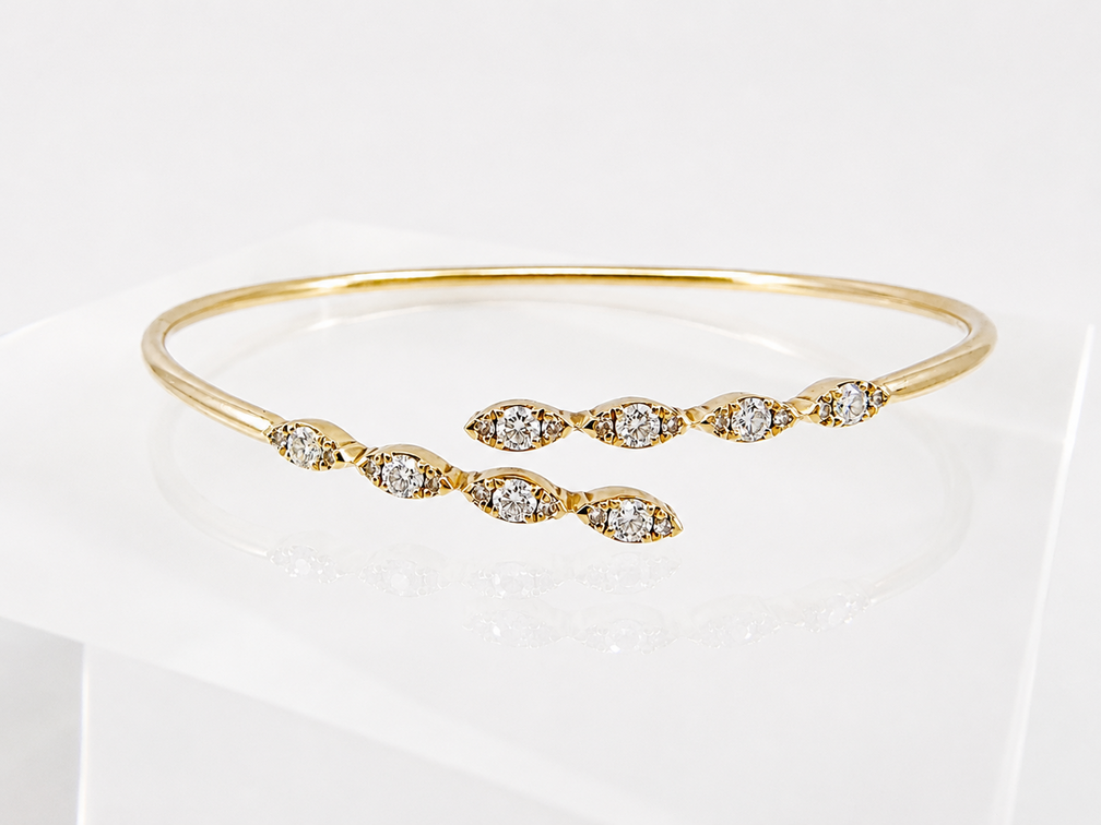 Hearts on Fire 18K Yellow Gold and Diamond Marquise Flexi Bangle