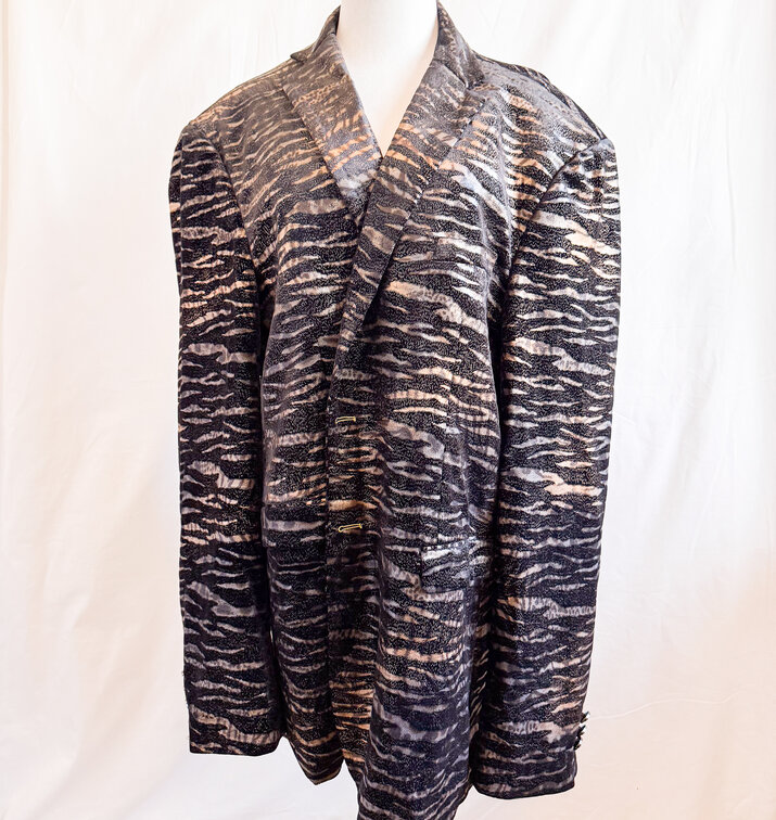 Ouye Men's Golden Leopard 2-Button Casual Blazer