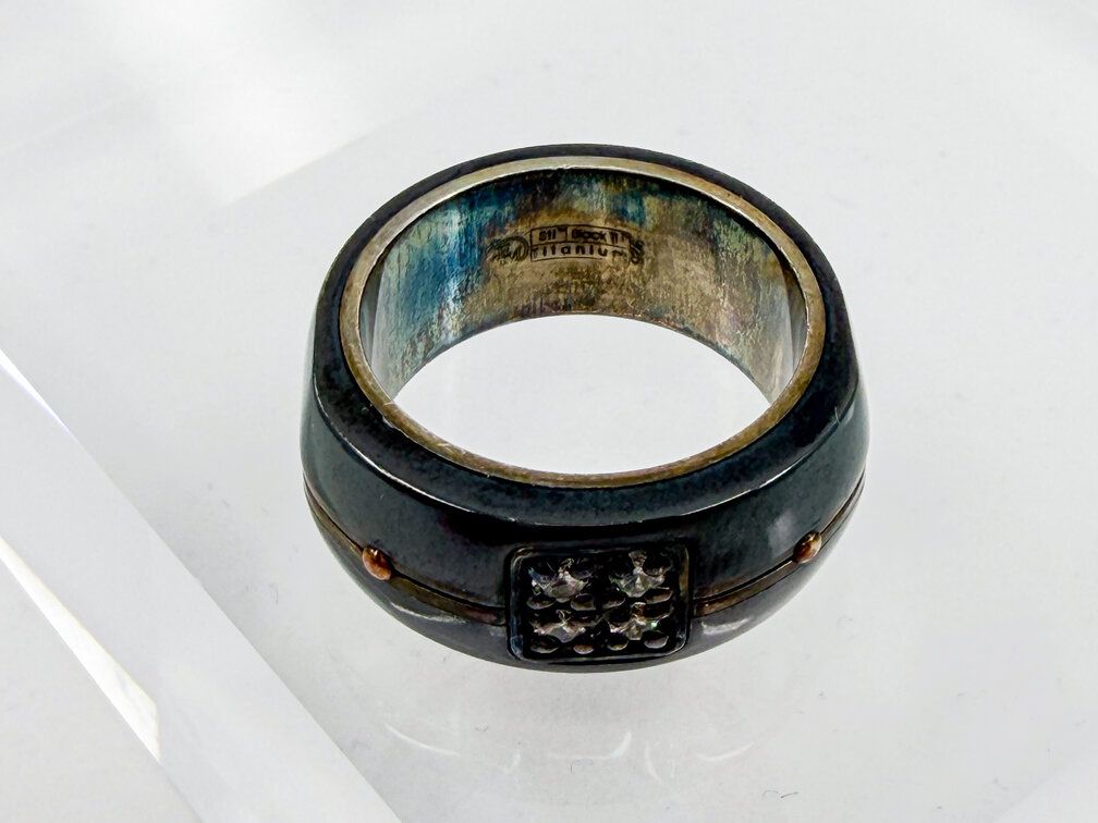 Black Titanium Diamond Cluster Ring Size 10.5
