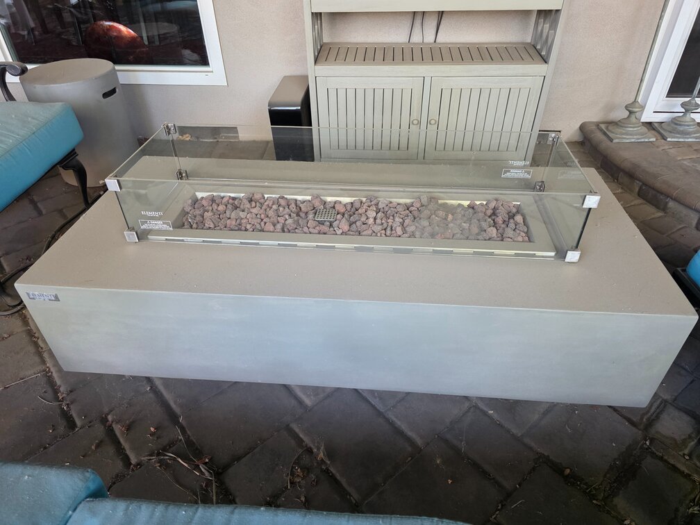 Elementi Granville Gas Fire Pit Cast Concrete Fire Table Includes Propane Bottle Cover