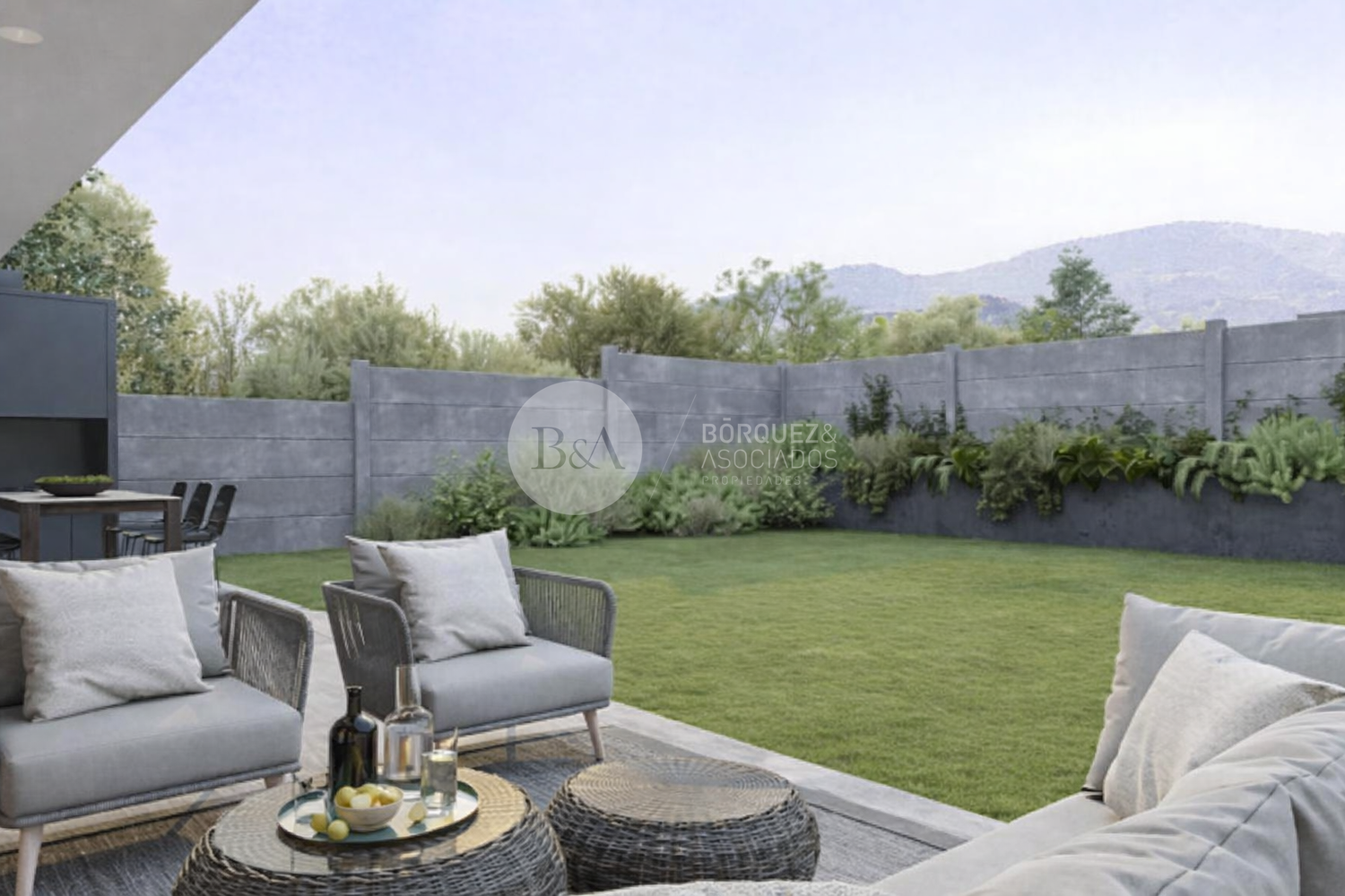 Espacio exterior con comedor y relax