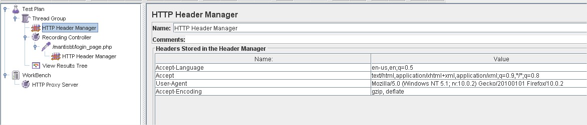 Header Manager View