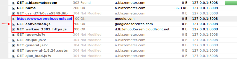 Blazemeter’s HTTPS traffic as well as encrypted traffic from external sites.