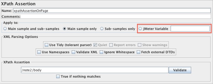 XPath Assertion now enables using a JMeter variable as input