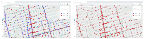 two app screenshots of filtering traffic data