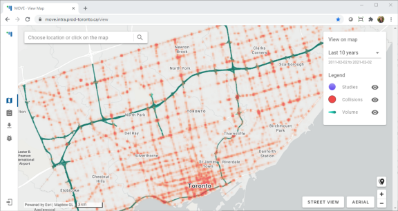 toronto traffic heatmap