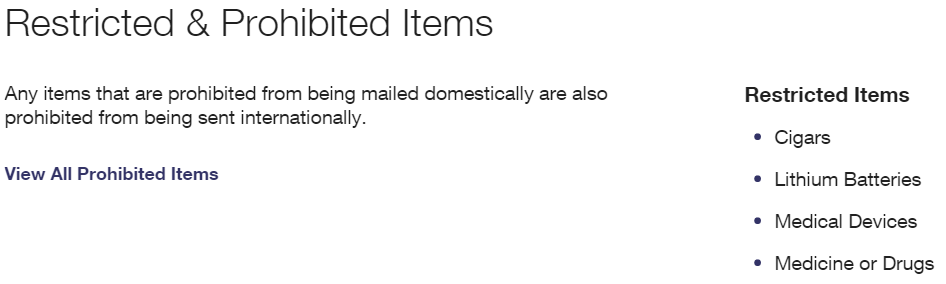 Some items are restricted from international shipping.