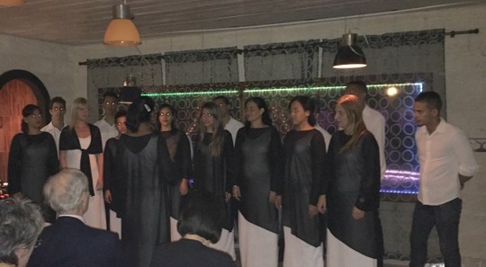 The Cienfuegos Choir performs at Finca del Mar, a paladar in Cienfuegos, Cuba 