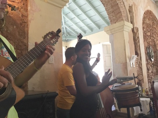 Music group performs at Sol Ananda, a paladar in Trinidad, Cuba