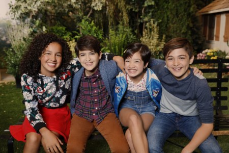 ANDI MACK - Disney Channel's "Andi Mack" stars Sofia Wylie as Buffy, Joshua Rush as Cyrus, Peyton Elizabeth Lee as Andi and Asher Angel as Jonah. (Disney Channel/Craig Sjodiin)