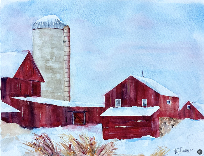 Painting of a group of barns